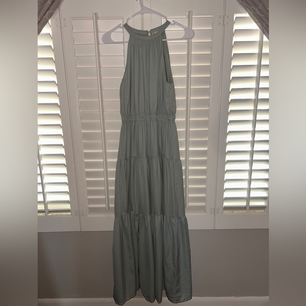 Mint Tiered Halter Maxi Dress